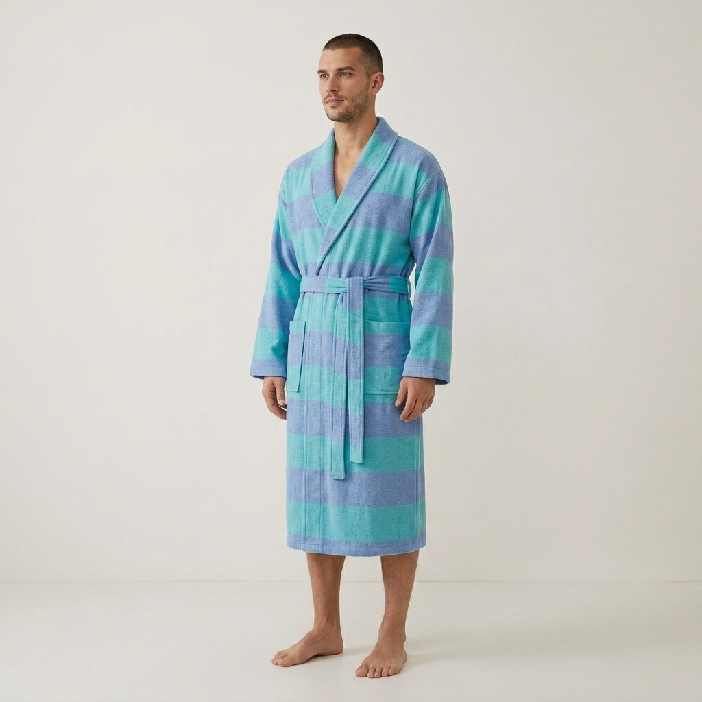 Duble terry-backed Turkish bathrobe – shawl collar | Kikoya