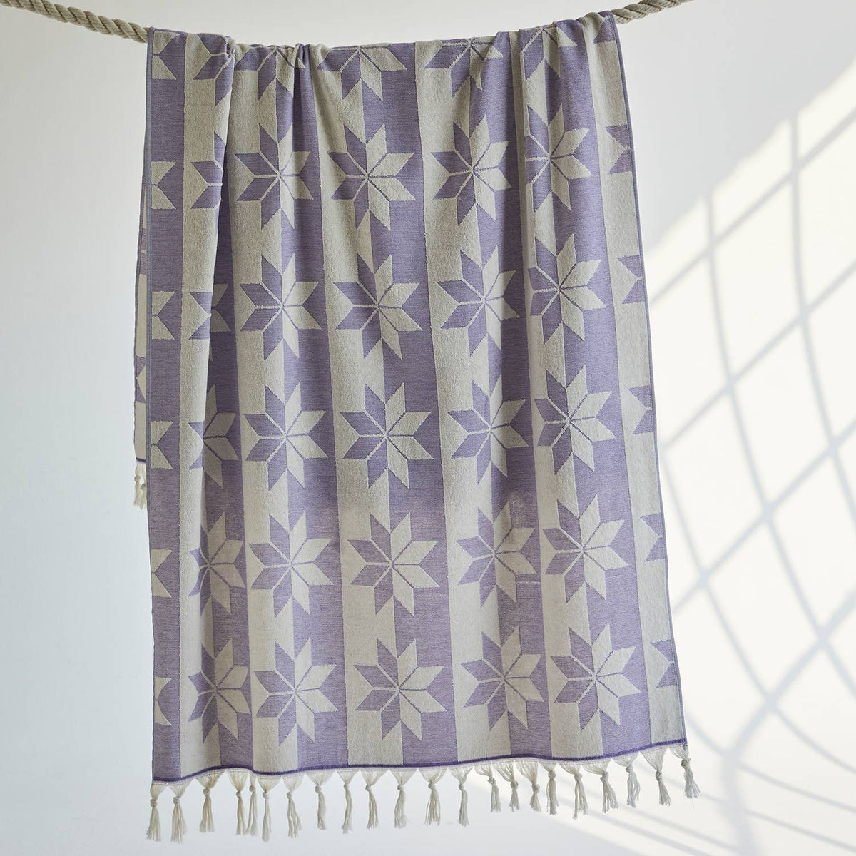Mirror Turkish terry towel with a star-tile jacquard, 36x66 in | Kikoya