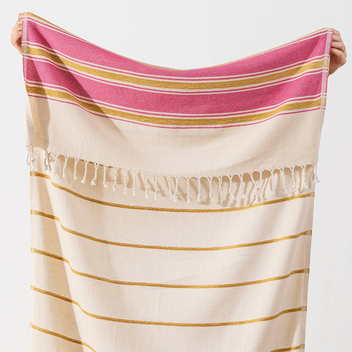 Bohemia Turkish beach towel, 33x66 in, flat-woven peshtemal with knotted fringe | Kikoya