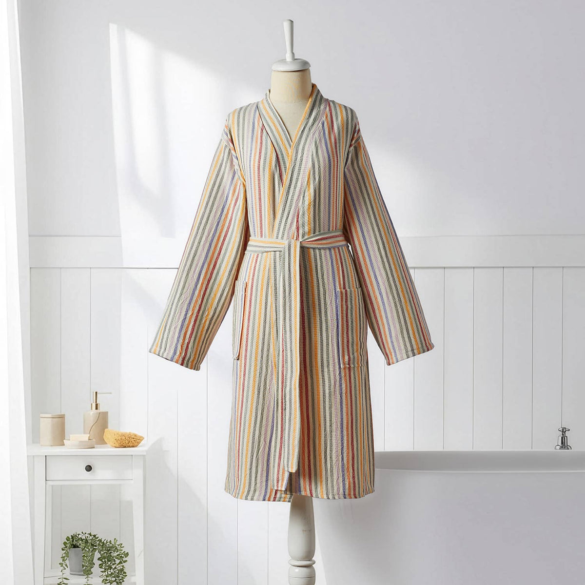 Antique Turkish kimono bathrobe – Sand Stripe | Kikoya