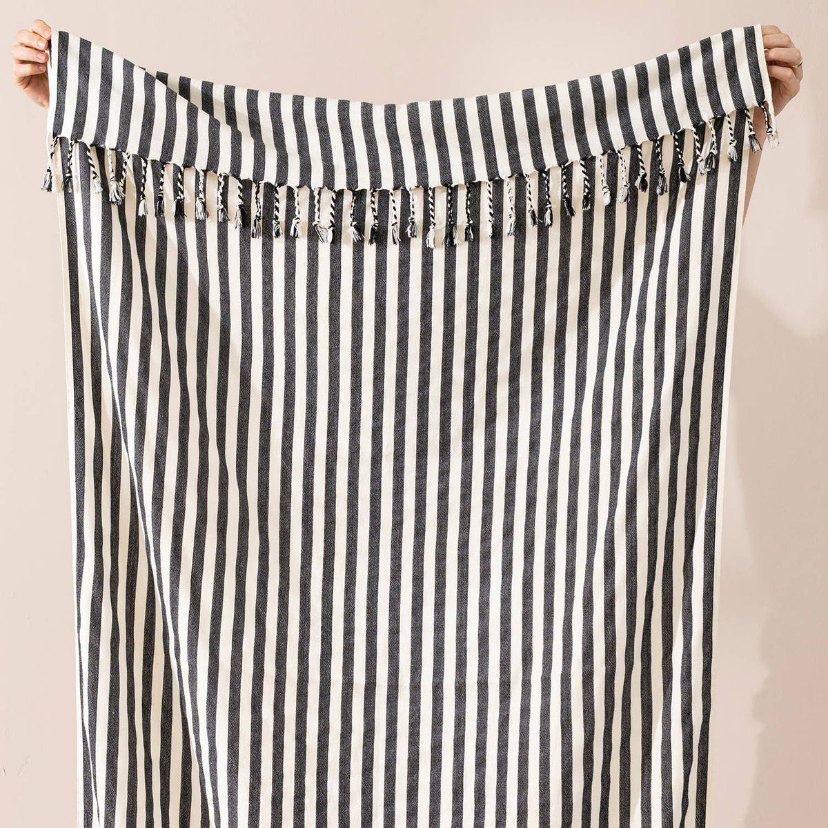 Zebra stripe Turkish towel in black and white, bath and hand sizes | Kikoya