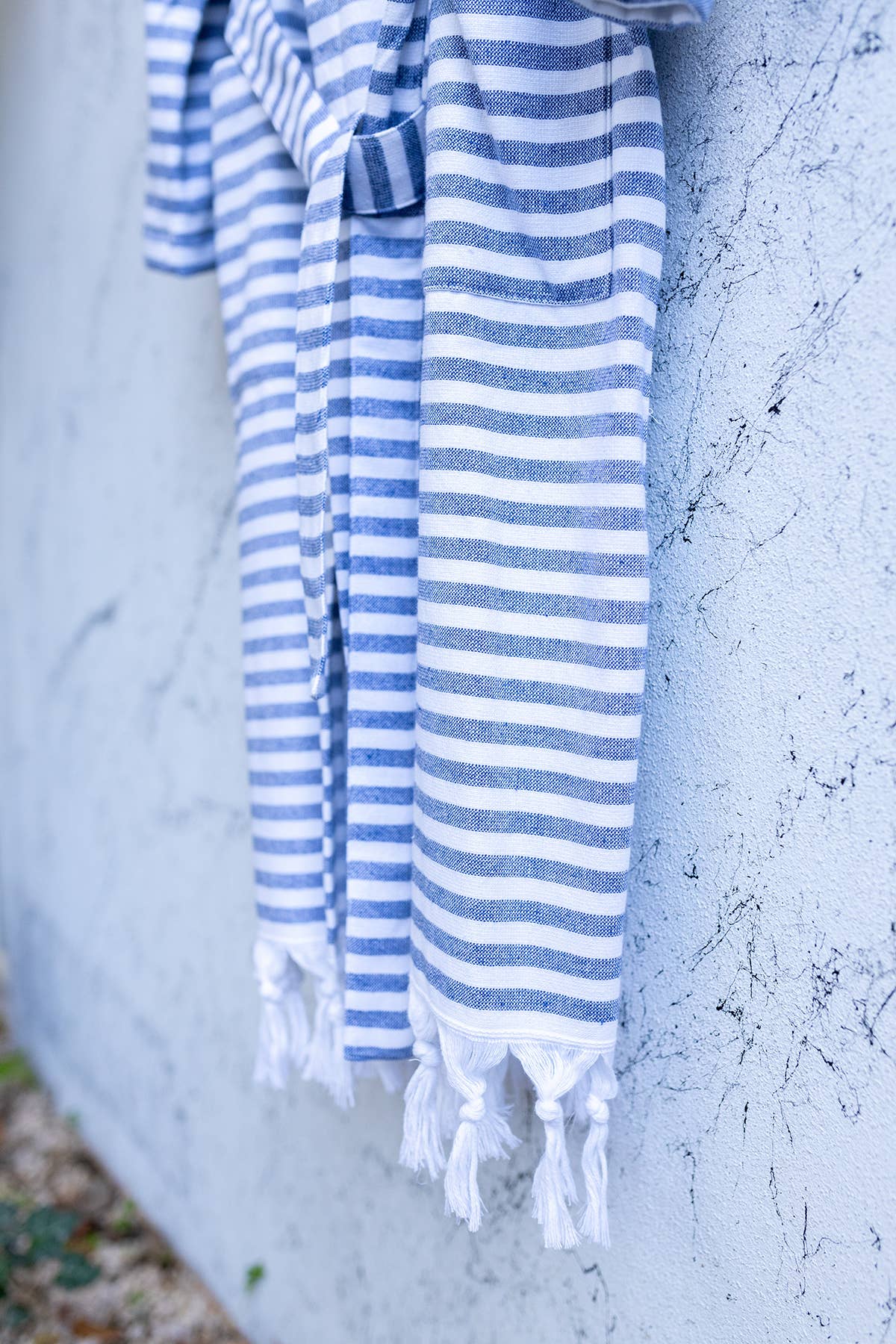 Royal Terry-backed Turkish Bathrobe – Stripe, Hooded, 100% Cotton