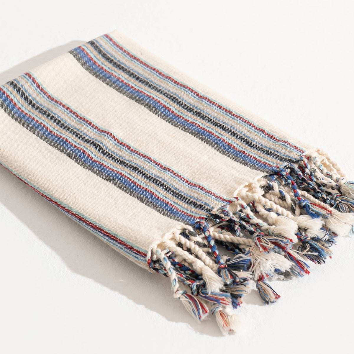 Hammam Turkish Peshtemal Towel – Grey & Blue Stripe, 100% Cotton