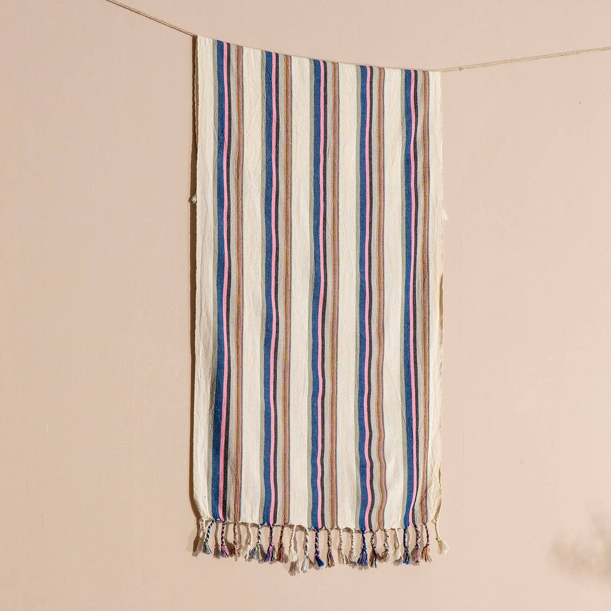 Pink & Blue Stripe peshtemal hanging | Kikoya