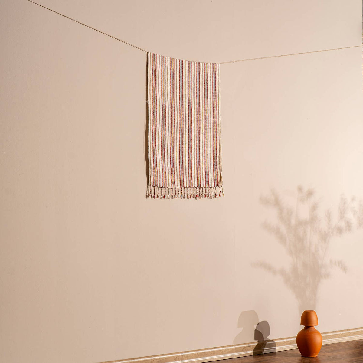 Hammam Turkish Peshtemal Towel – Grey & Burgundy Stripe, 100% Cotton