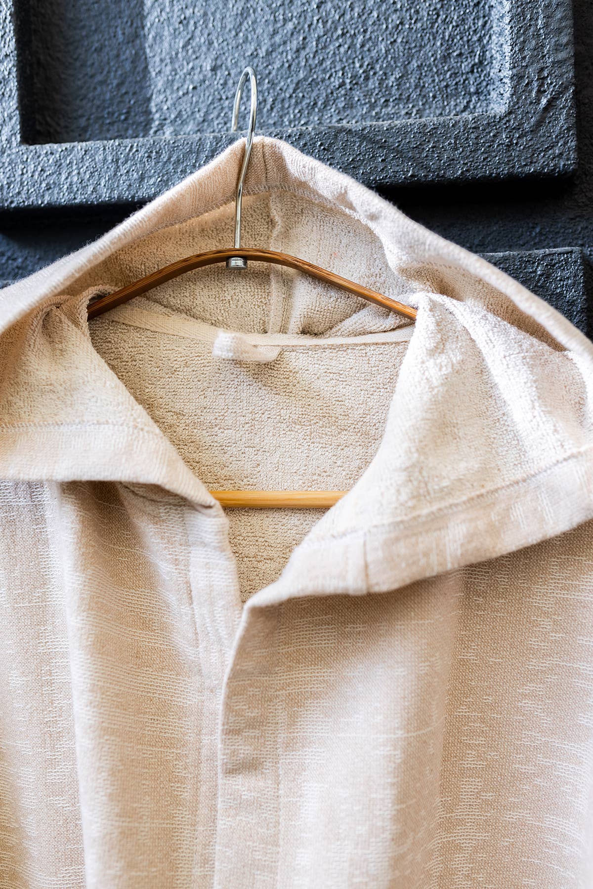 Vintage terry-backed Turkish bathrobe, hooded, washed finish | Kikoya