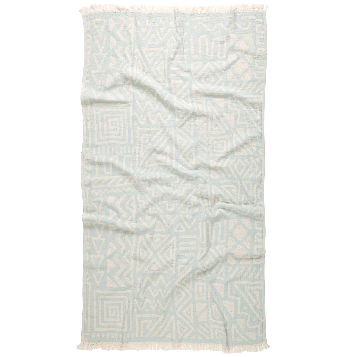 MixGeo Turkish beach towel with mixed geometric jacquard, 35x70 in, flat-woven | Kikoya
