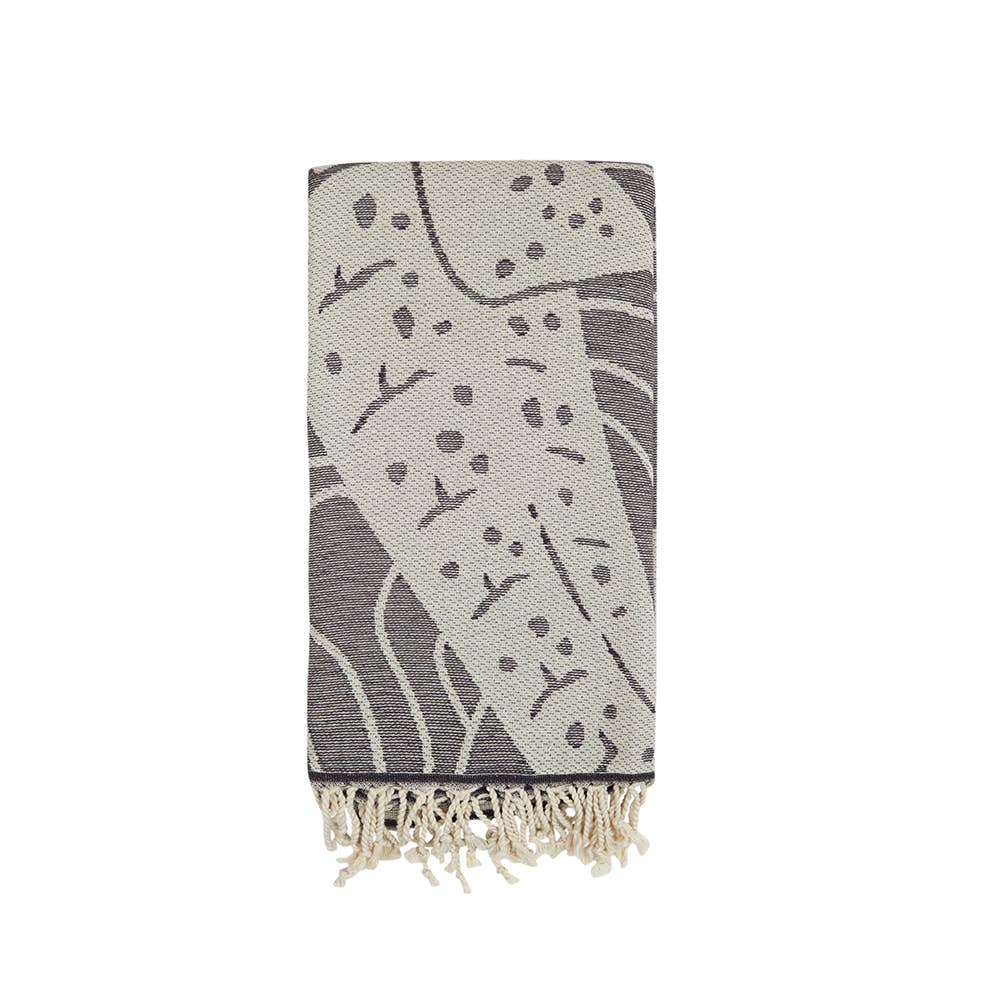 Whale shark terry-backed Turkish towel with woven jacquard face, 35x70 in | Kikoya