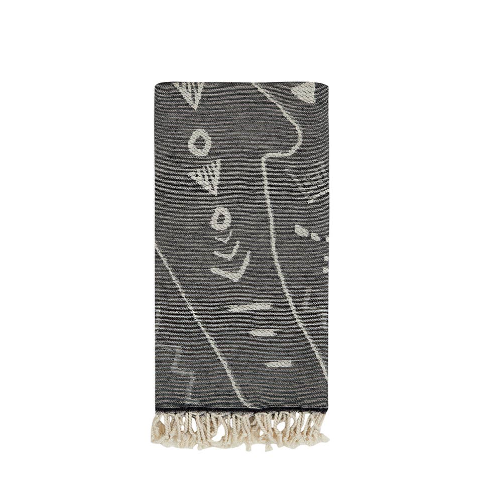Shark terry-backed Turkish towel with woven jacquard face, 35x70 in | Kikoya
