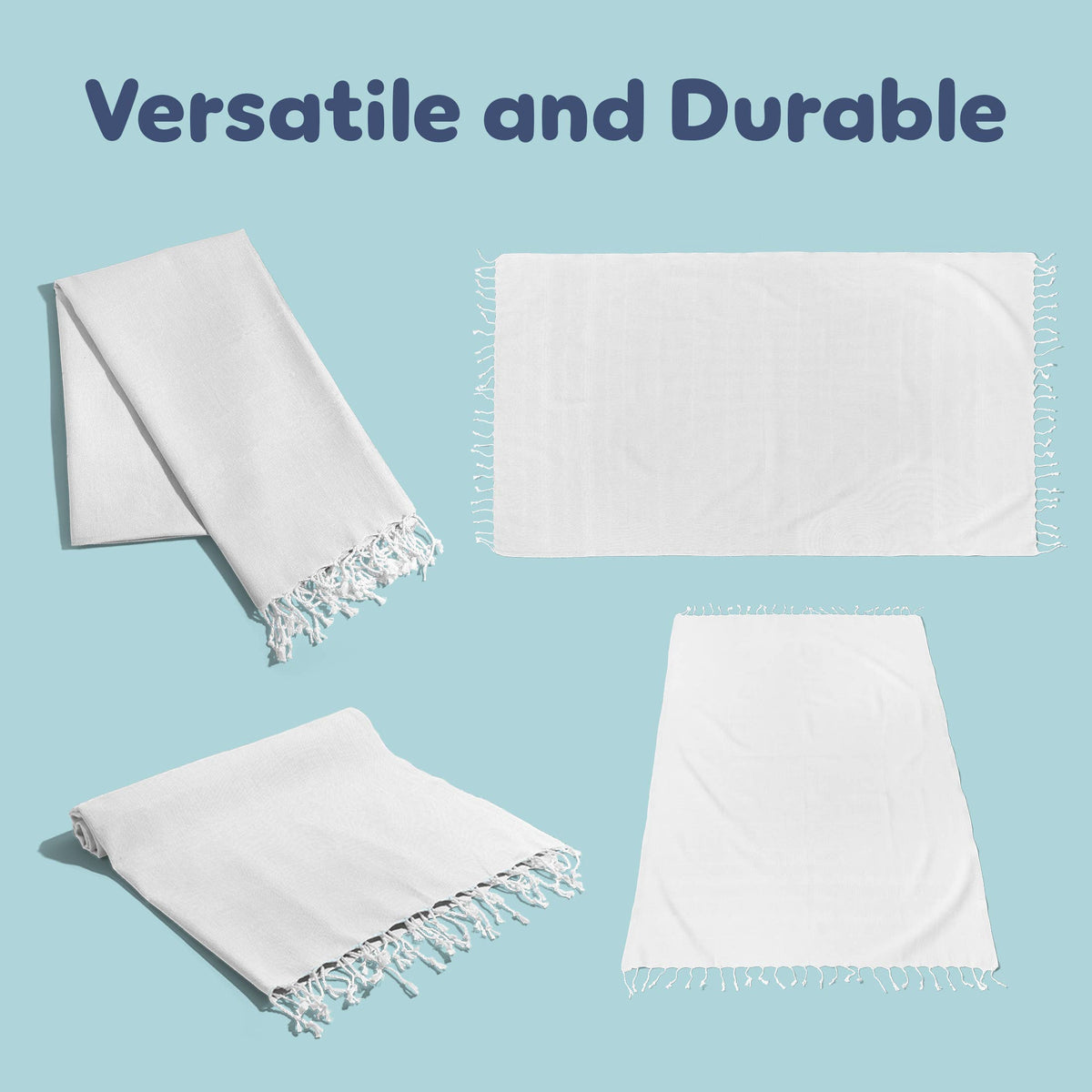 Blank white Turkish beach towel, 39x78 in, undyed base for tie-dye and sublimation | Kikoya