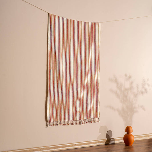 Hammam Turkish peshtemal – Grey & Burgundy Stripe | Kikoya