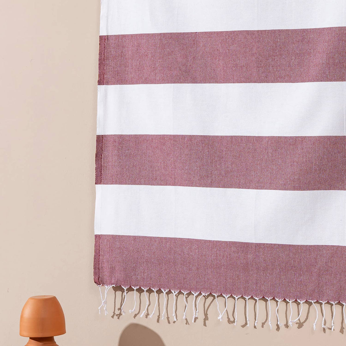 Cabana Turkish beach towel in two-tone block stripe on white, 33x66 in | Kikoya