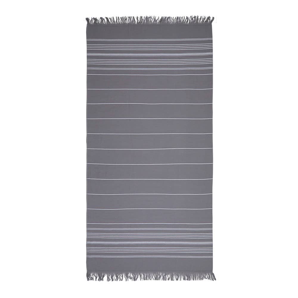 Sense terry-backed Turkish towel in tonal stripe, bath and hand sizes | Kikoya