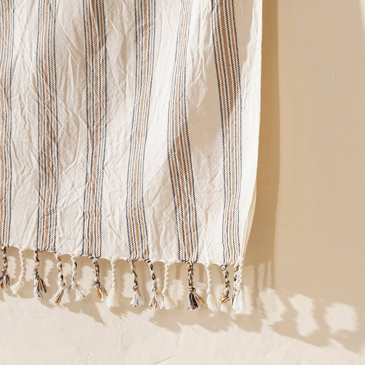 Premium Rustic Turkish Beach Towel – Caramel Stripe, 100% Cotton Peshtemal, 40x70 in