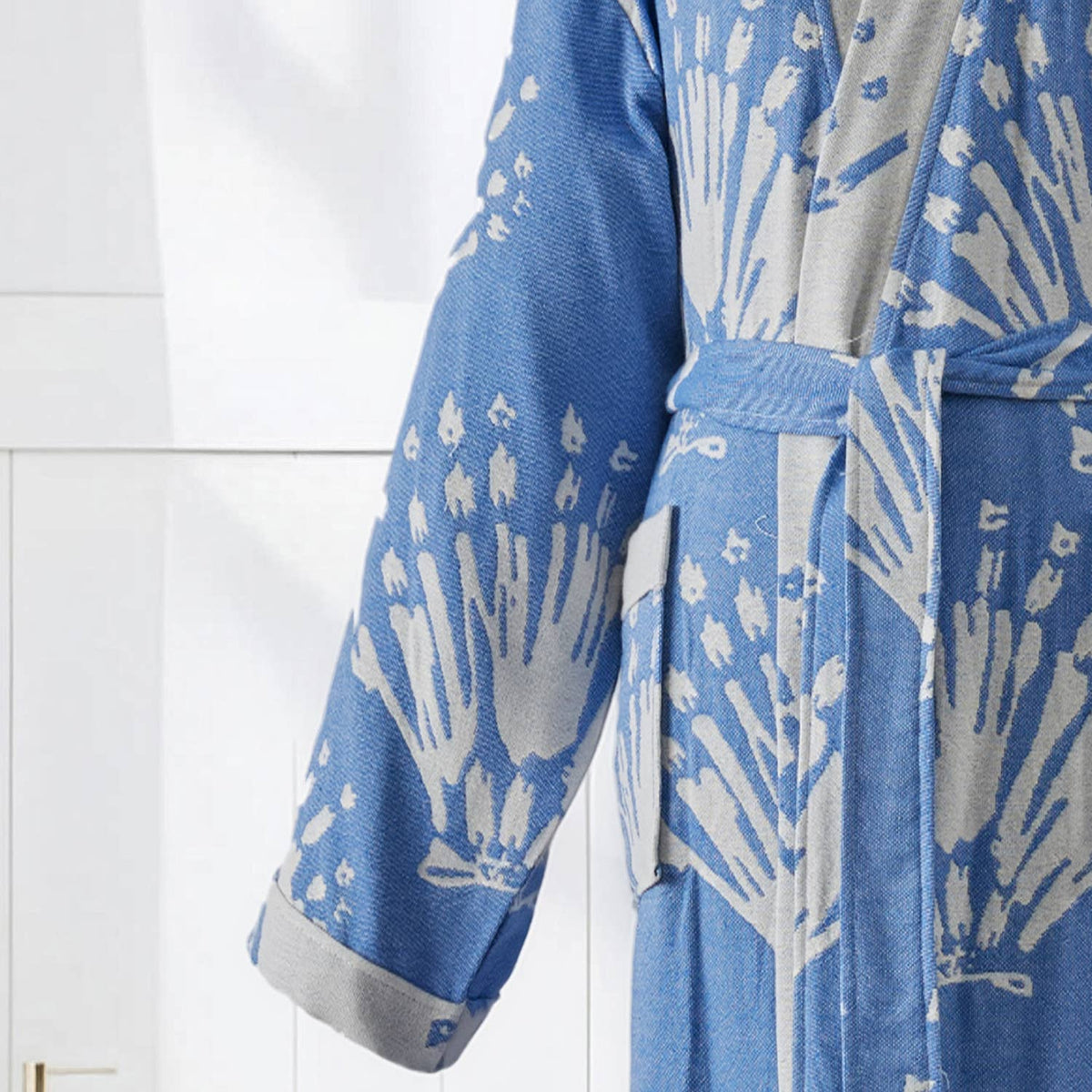 Damask Turkish cotton bathrobe – kimono, woven paisley | Kikoya