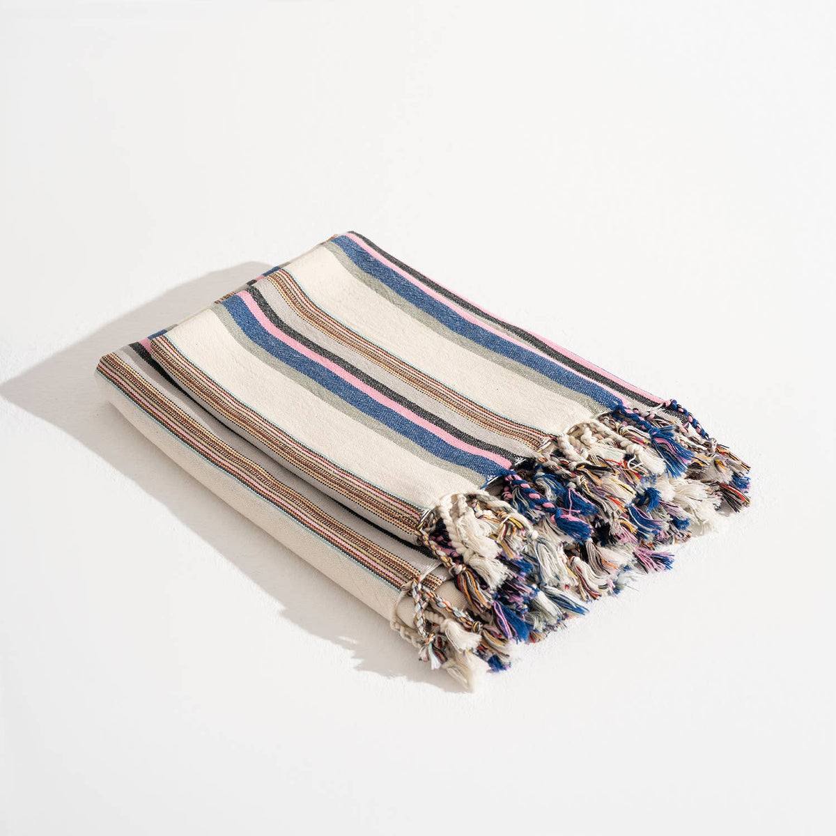 Hammam Turkish Peshtemal Towel – Pink & Blue Stripe, 100% Cotton