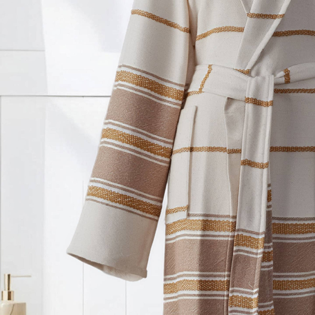 Bohemia Turkish bathrobe – shawl collar, beige | Kikoya