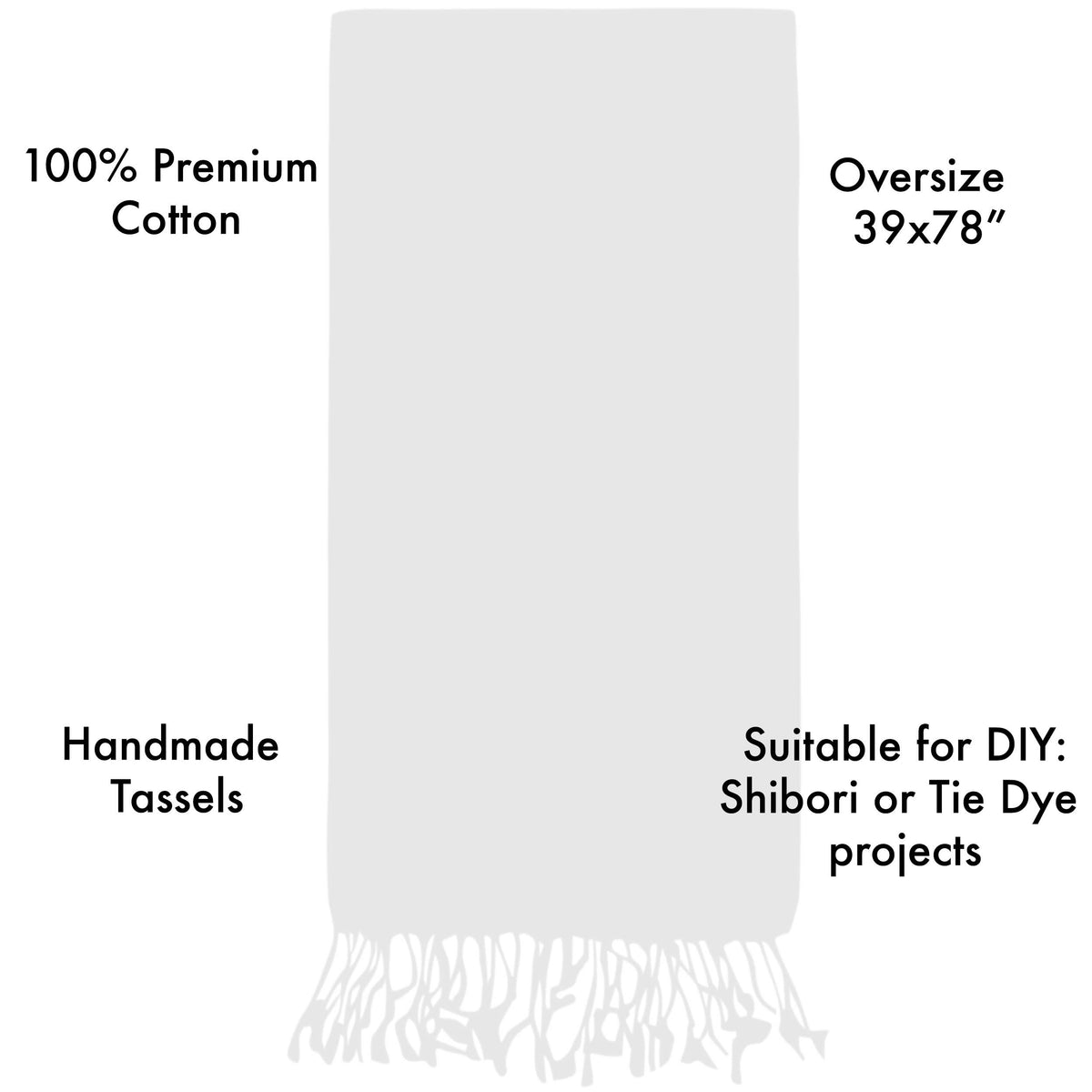 Blank white Turkish beach towel, 39x78 in, undyed base for tie-dye and sublimation | Kikoya