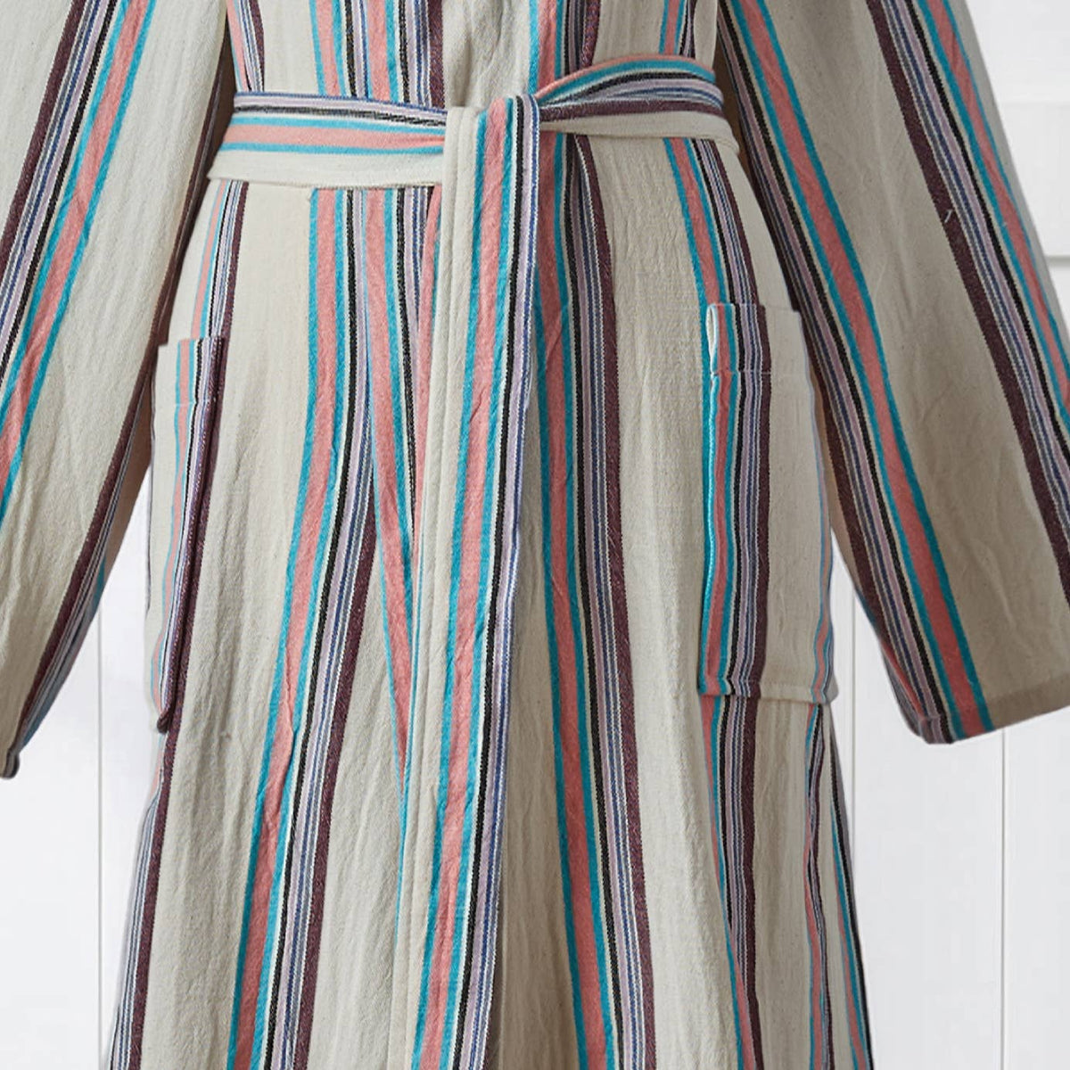 Antique Turkish hooded bathrobe – Sage Stripe | Kikoya
