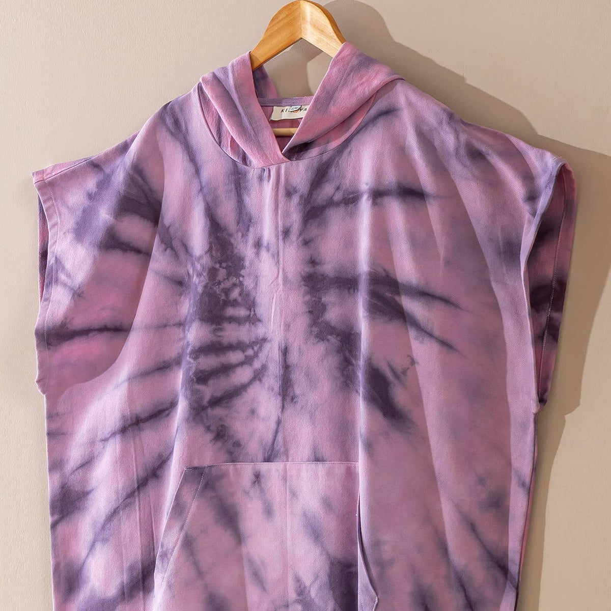 Plum Adult Hooded Changing Poncho – Purple Tie-dye, alternate view | Kikoya