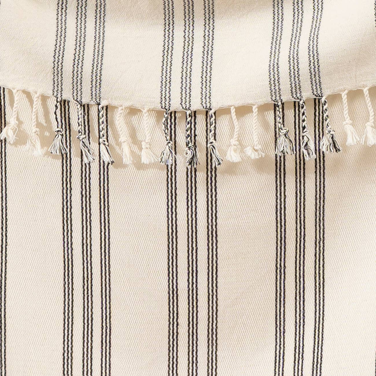 Sumela honeycomb Turkish beach towel in grey and olive stripe | Kikoya