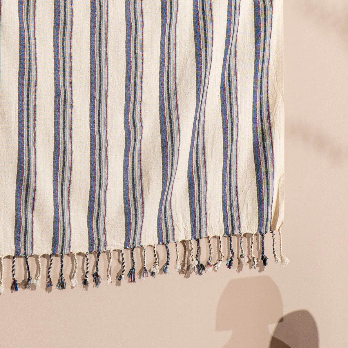 Hammam Turkish Peshtemal Towel – Grey & Blue Stripe, 100% Cotton