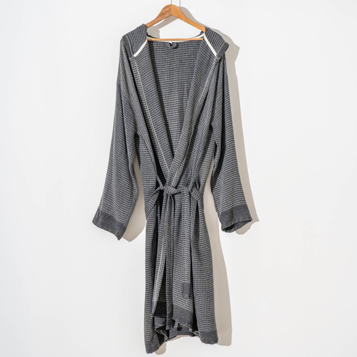 Stonewash waffle Turkish bathrobe – Black | Kikoya