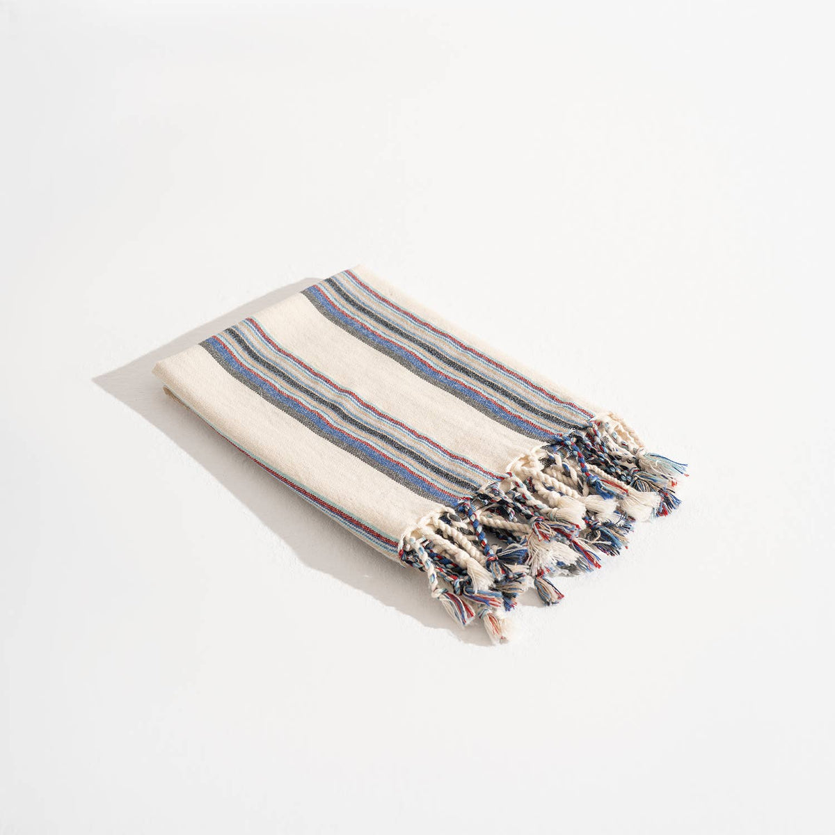 Hammam Turkish Peshtemal Towel – Grey & Blue Stripe, 100% Cotton