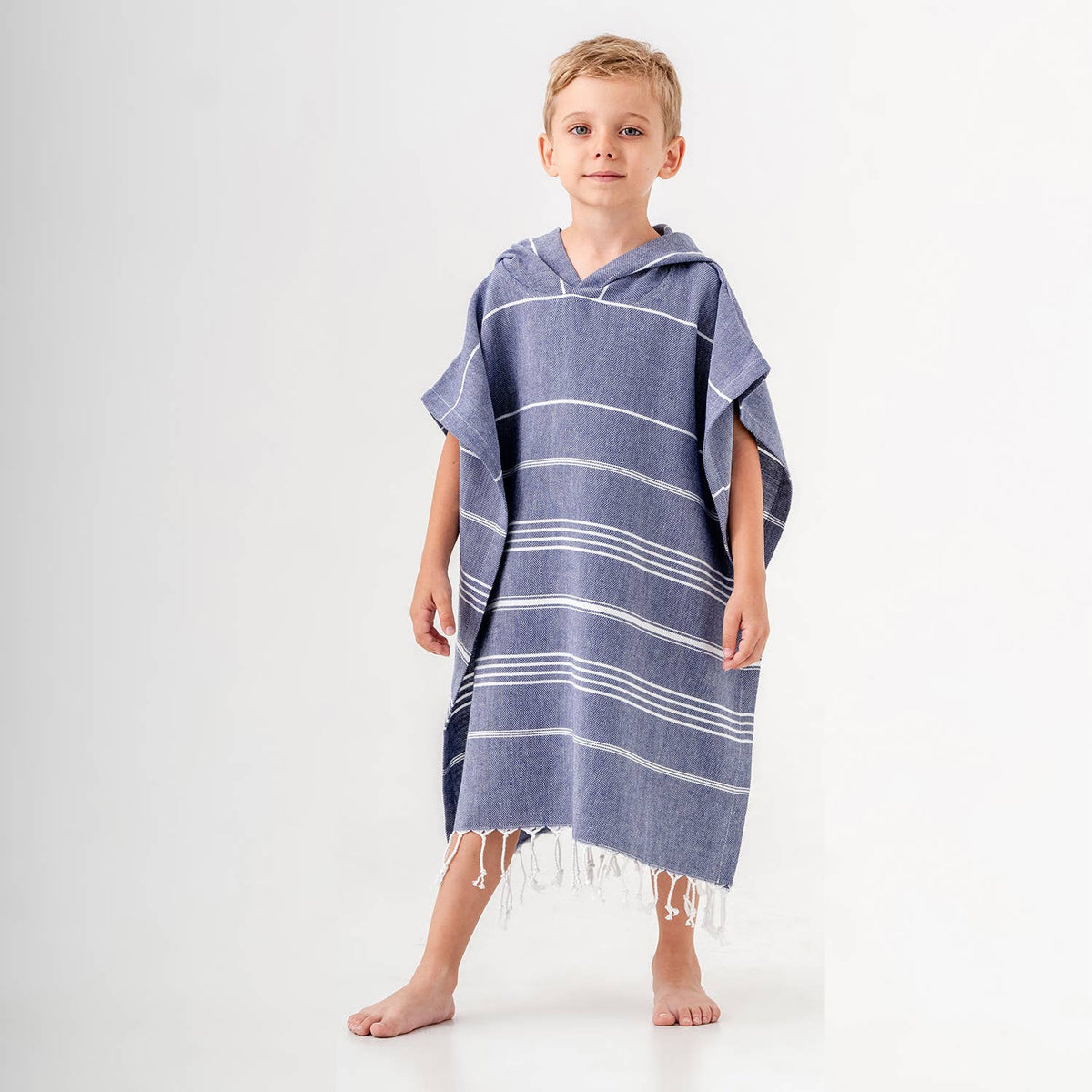 Sultan Kids Hooded Towel Poncho – Stripe, alternate view | Kikoya