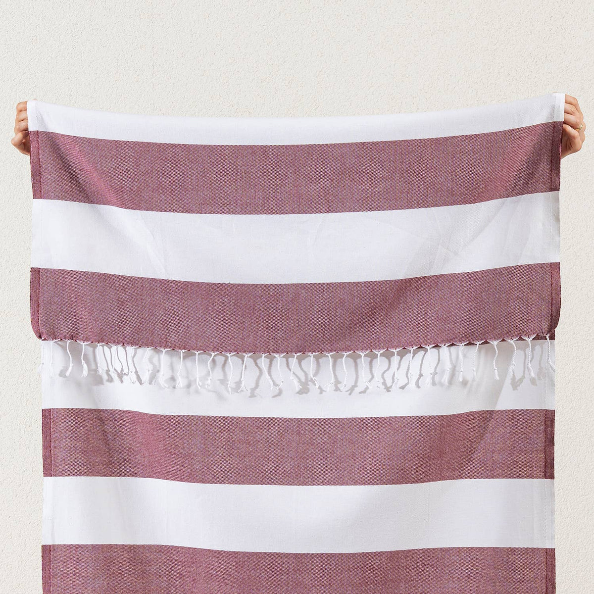 Cabana Turkish beach towel in two-tone block stripe on white, 33x66 in | Kikoya