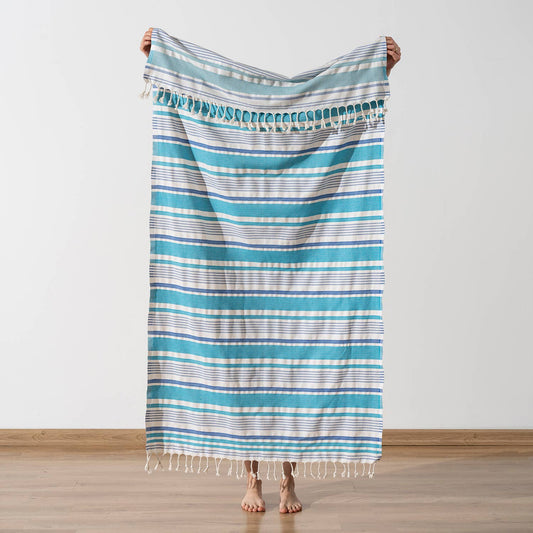 Sunflower Turkish Beach Towel – Textured Stripe, 100% Cotton Peshtemal