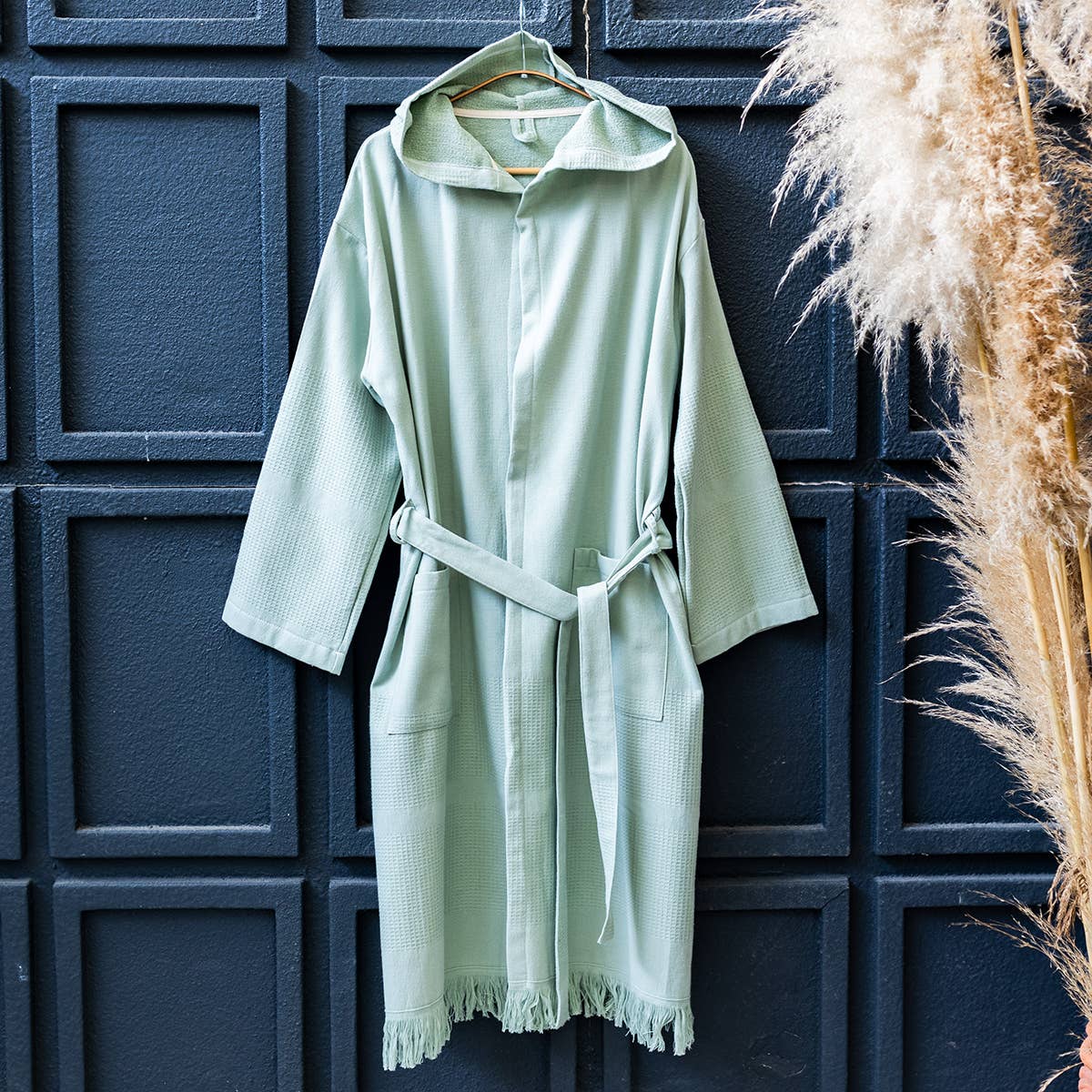 Arma terry-backed Turkish bathrobe, hooded and belted | Kikoya