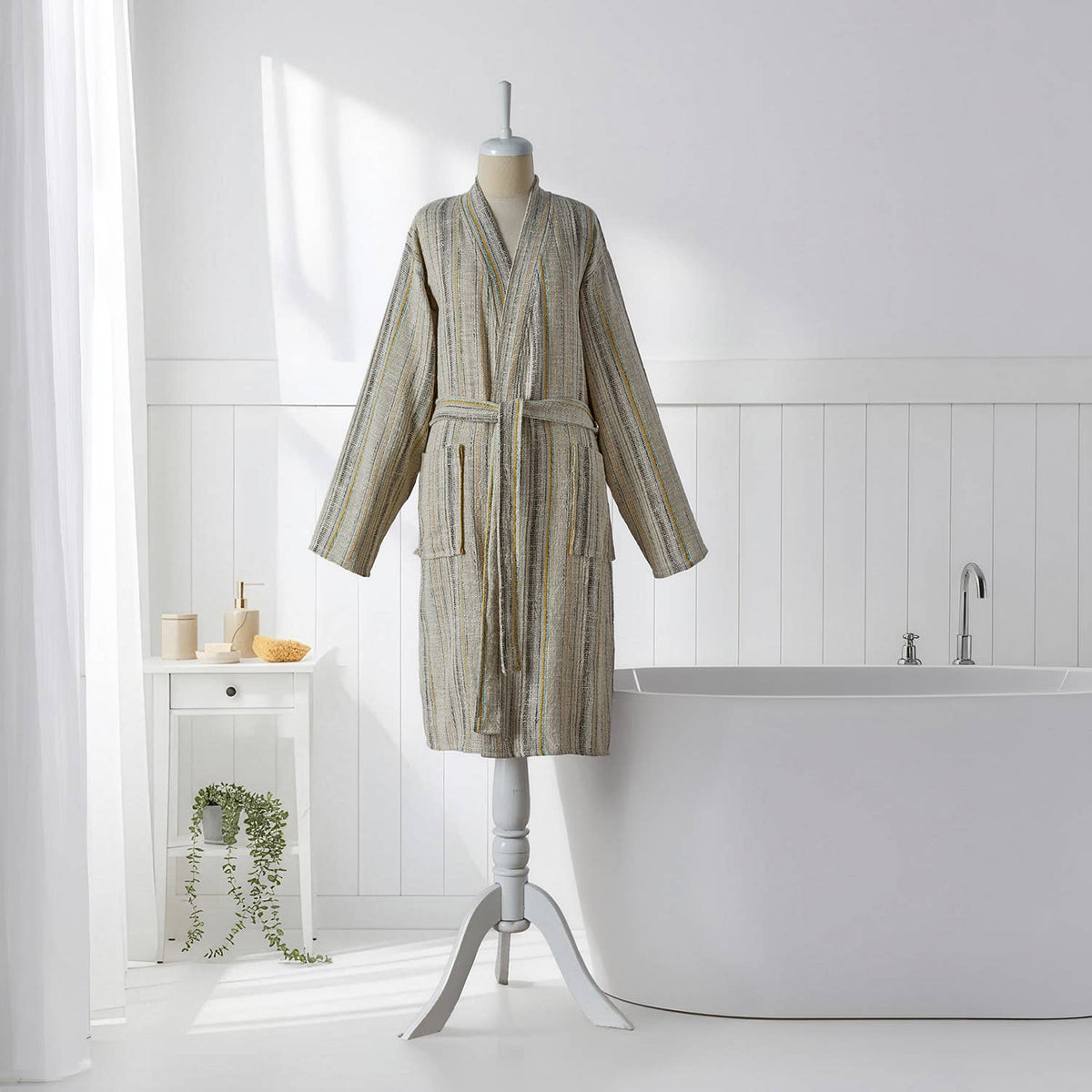 Santorini Turkish kimono bathrobe – Natural | Kikoya