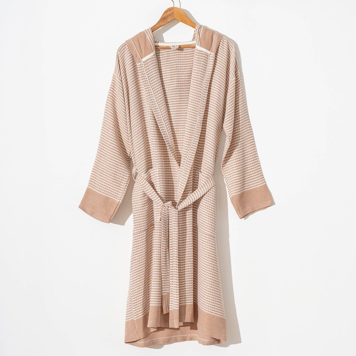 Harmony waffle Turkish bathrobe – kimono, fringed hem | Kikoya
