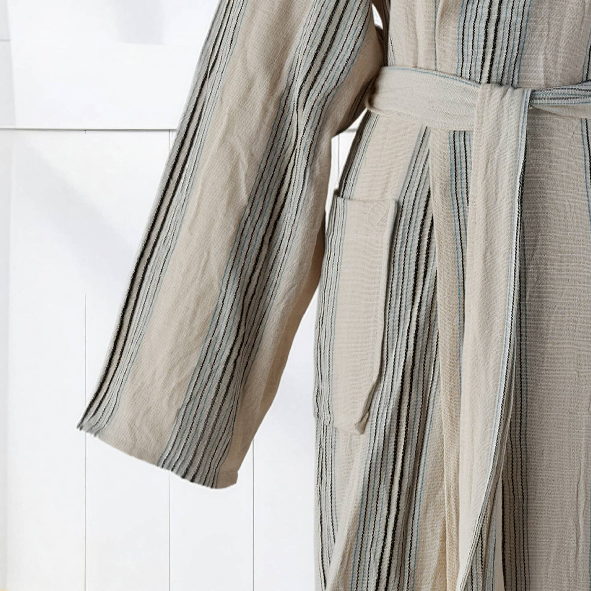Santorini Turkish hooded bathrobe – Multi Stripe | Kikoya