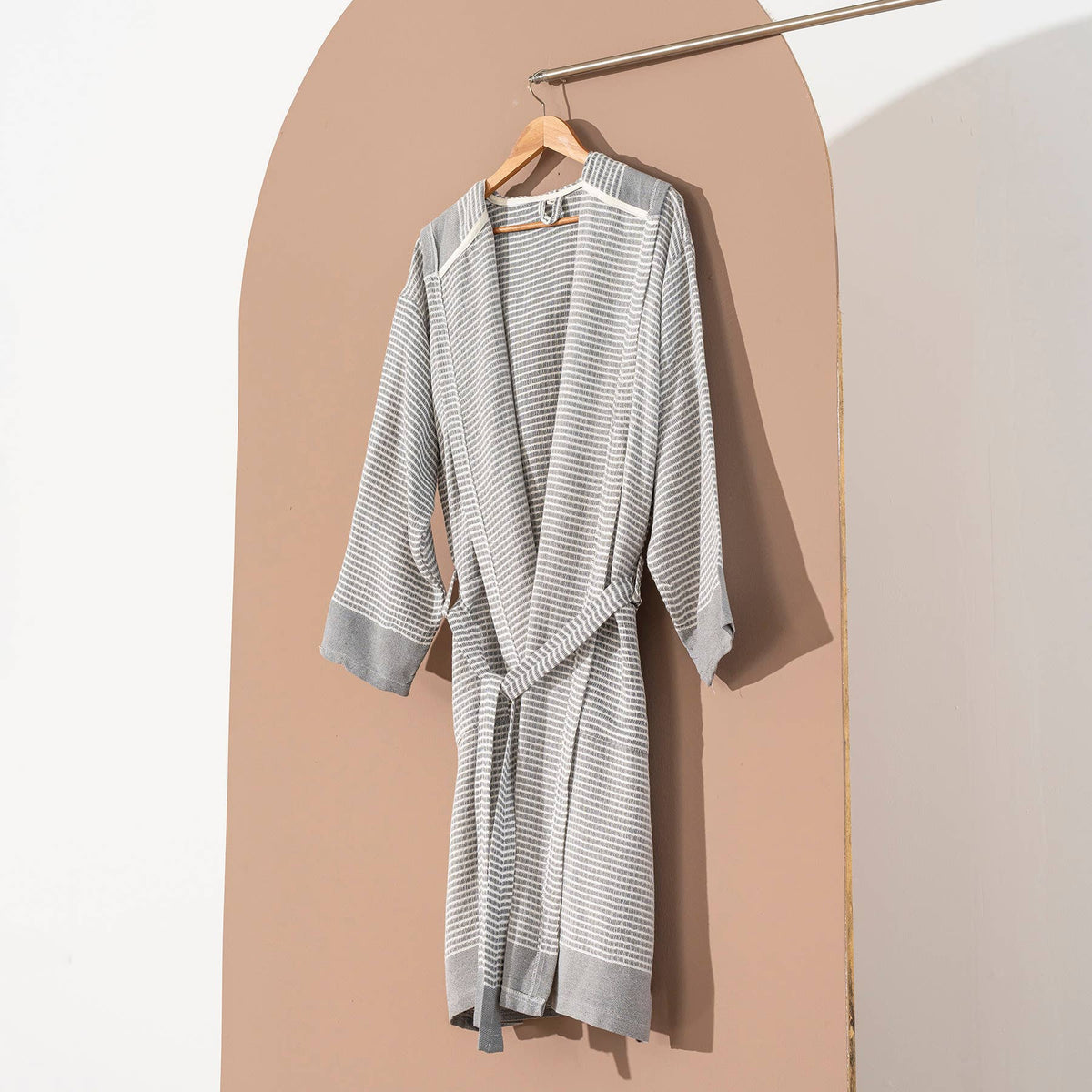 Harmony waffle Turkish bathrobe – kimono, fringed hem | Kikoya