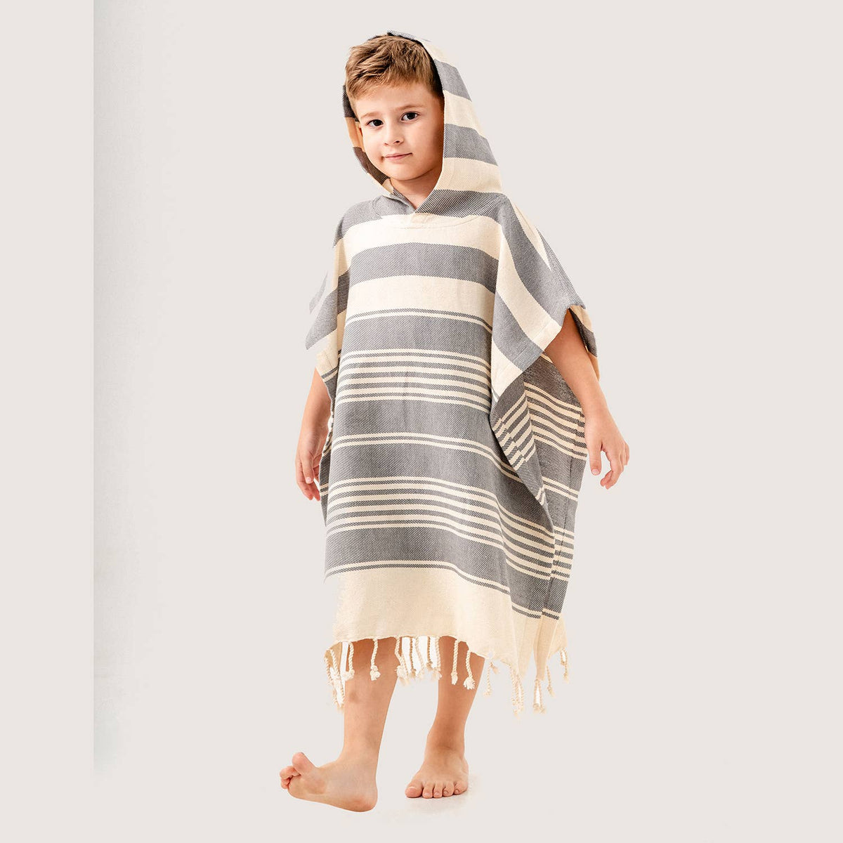 Anatolia Kids Hooded Towel Poncho – Stripe, alternate view | Kikoya