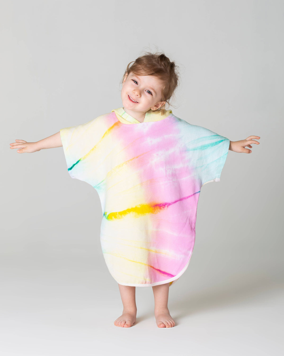 Baby & Toddler Hooded Towel Poncho – Ages 0-3, styled view | Kikoya