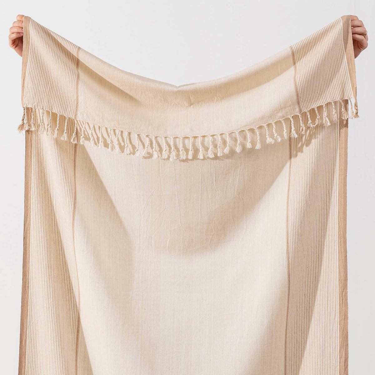 Blush Turkish towel with tassel fringe, bath and hand sizes, flat-woven | Kikoya