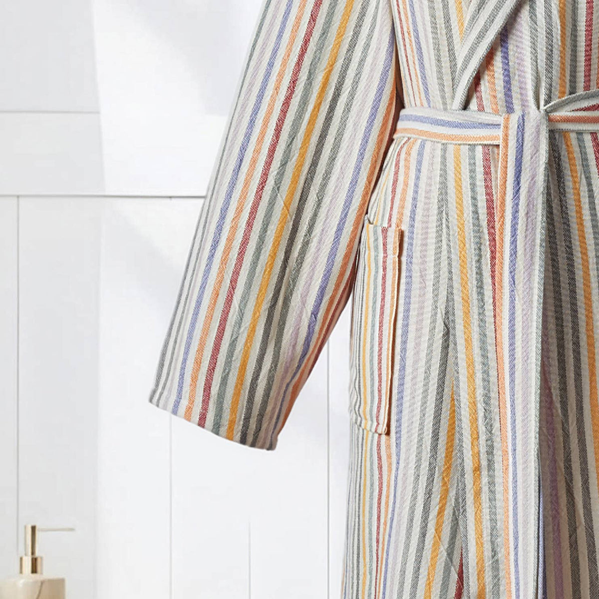 Antique Turkish hooded bathrobe – Sand Stripe | Kikoya