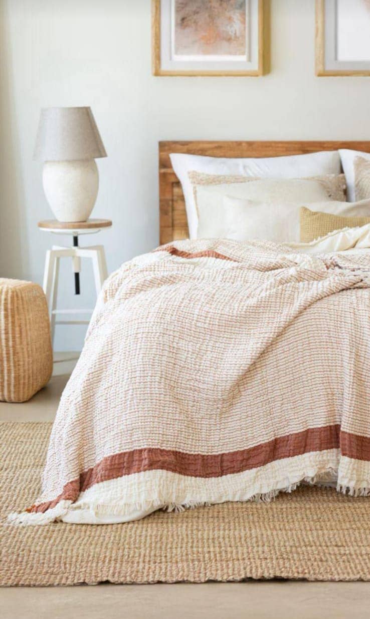 Modal muslin Turkish throw – 4-layer gauze, styled view | Kikoya
