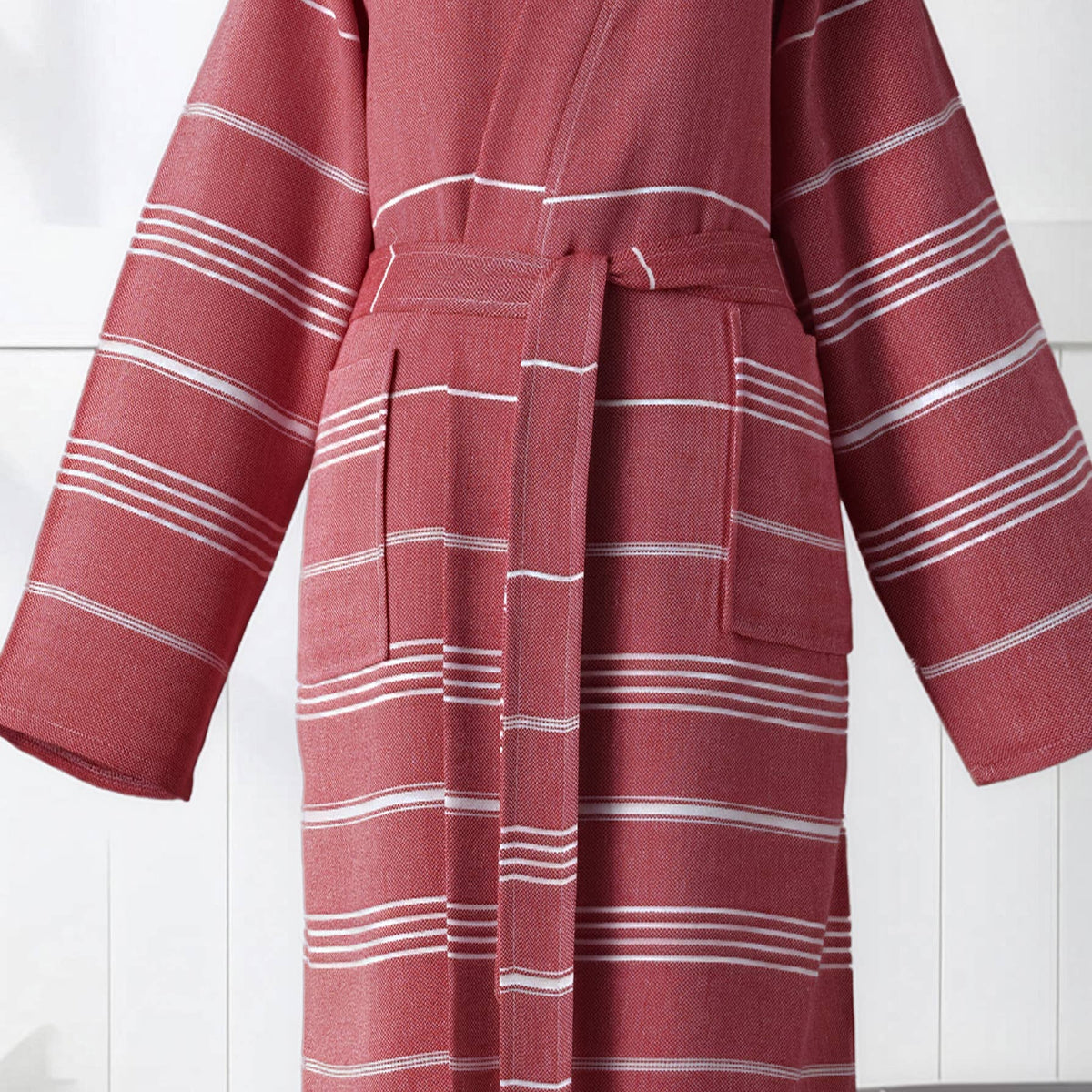 Sultan Turkish kimono bathrobe – Red, patch pocket and sleeve | Kikoya