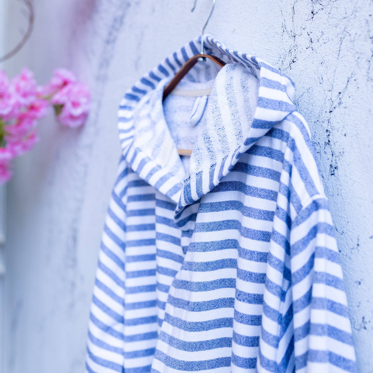 Royal Terry-backed Turkish Bathrobe – Stripe, Hooded, 100% Cotton