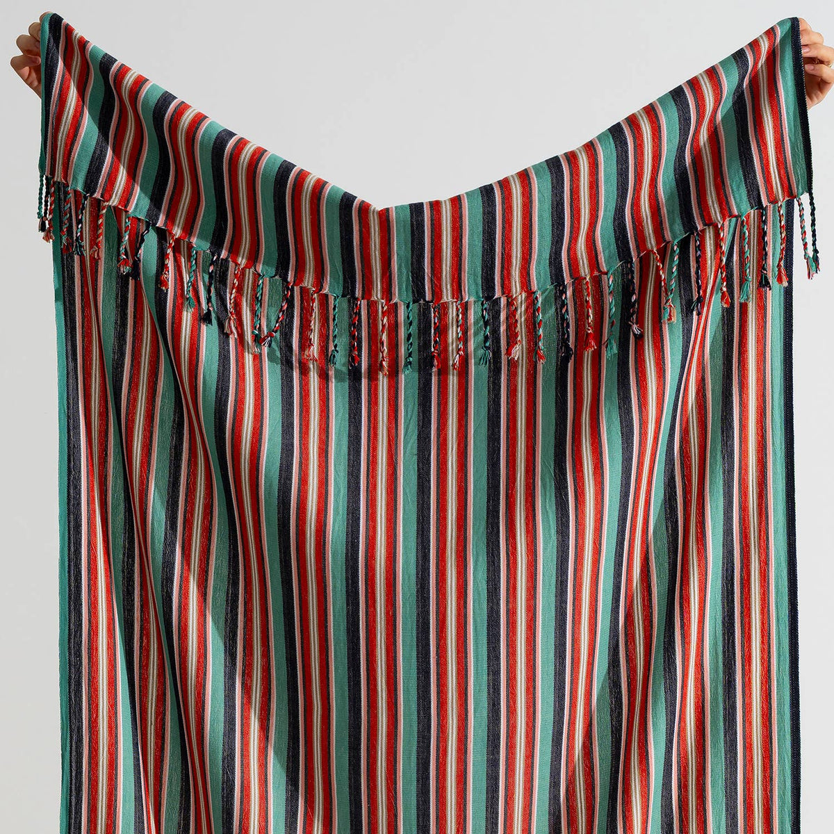 Premium Rustic Turkish beach towel in red ticking stripe, 33x66 in | Kikoya