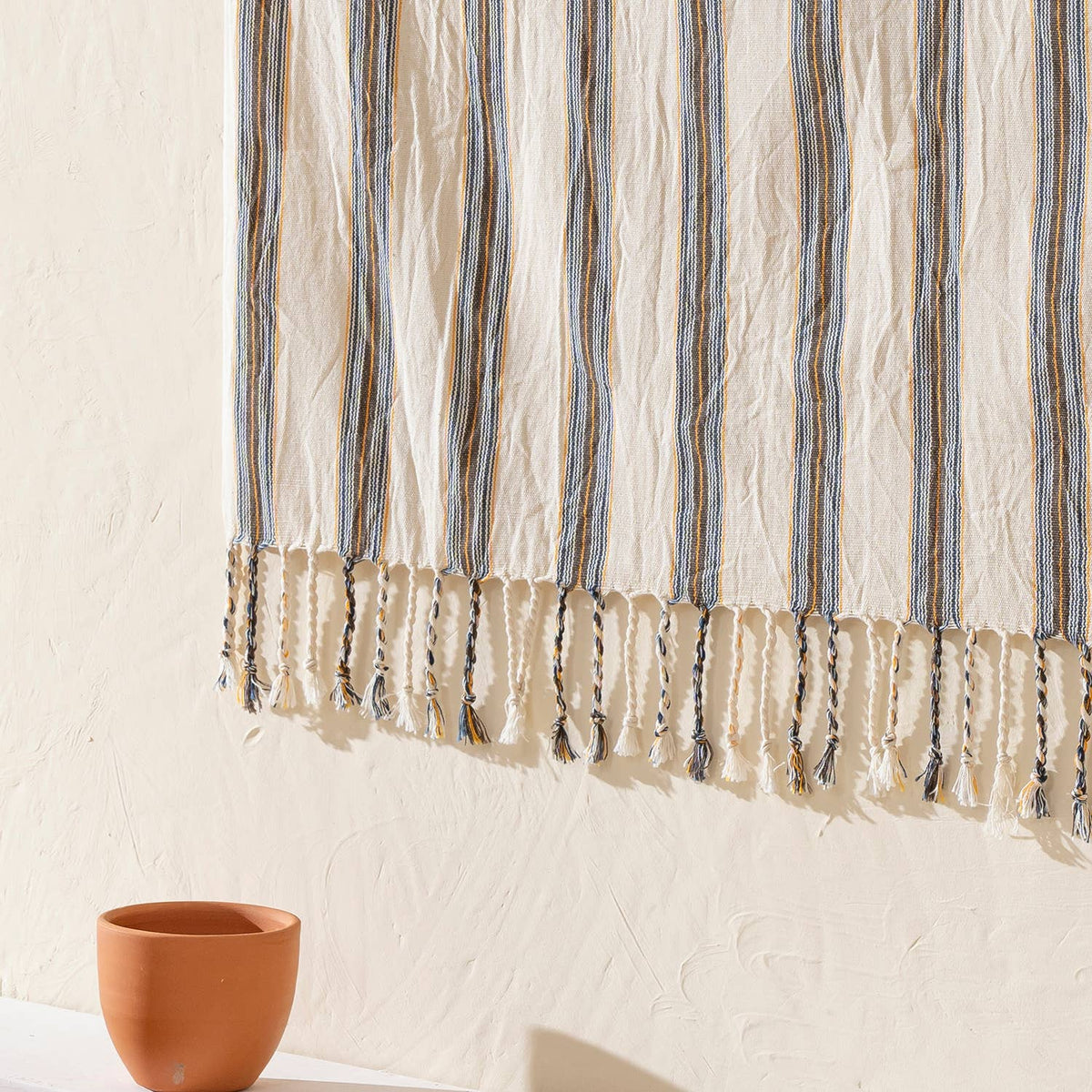 Premium rustic Turkish beach towel in a grey ticking stripe | Kikoya