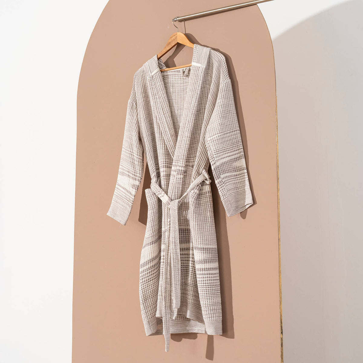 Waffle Turkish cotton bathrobe – Waffle Weave, styled view | Kikoya