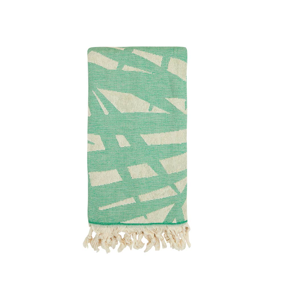 Palm leaf Turkish terry towel with woven jacquard, 36x66 in | Kikoya