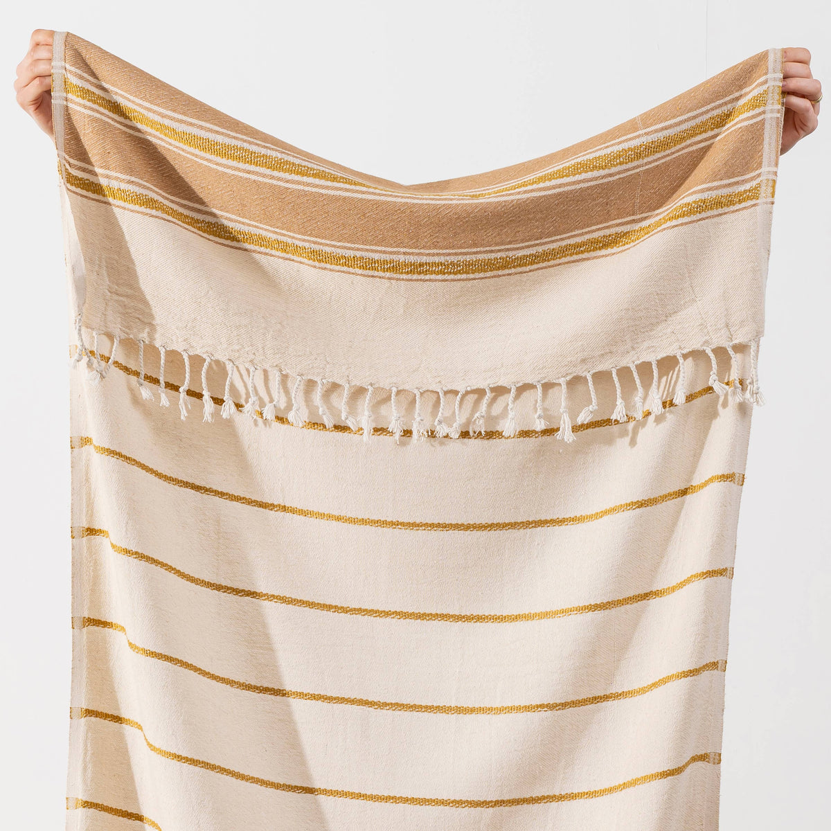 Bohemia Turkish beach towel, 33x66 in, flat-woven peshtemal with knotted fringe | Kikoya