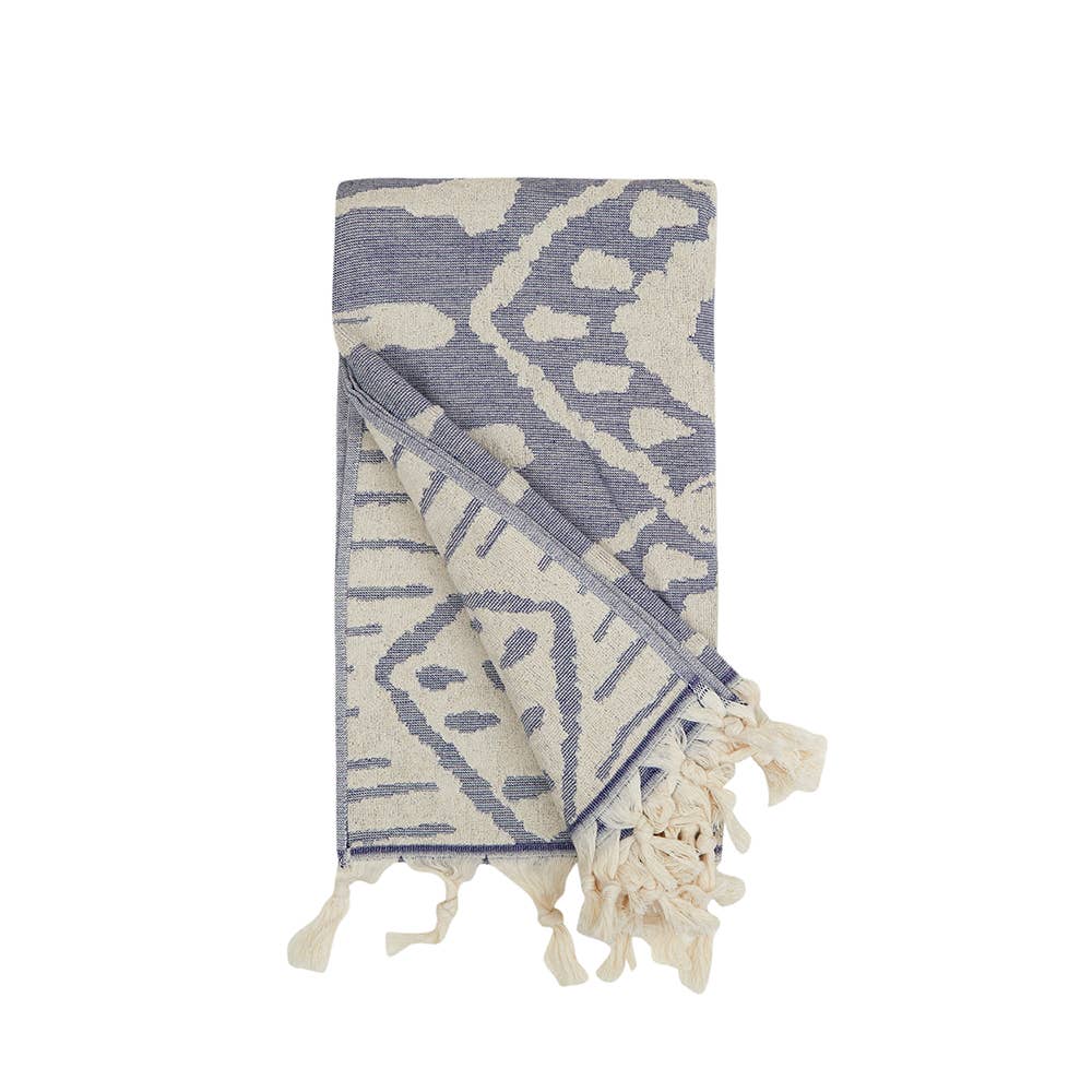 Native Turkish terry towel with a tribal jacquard, 36x66 in | Kikoya