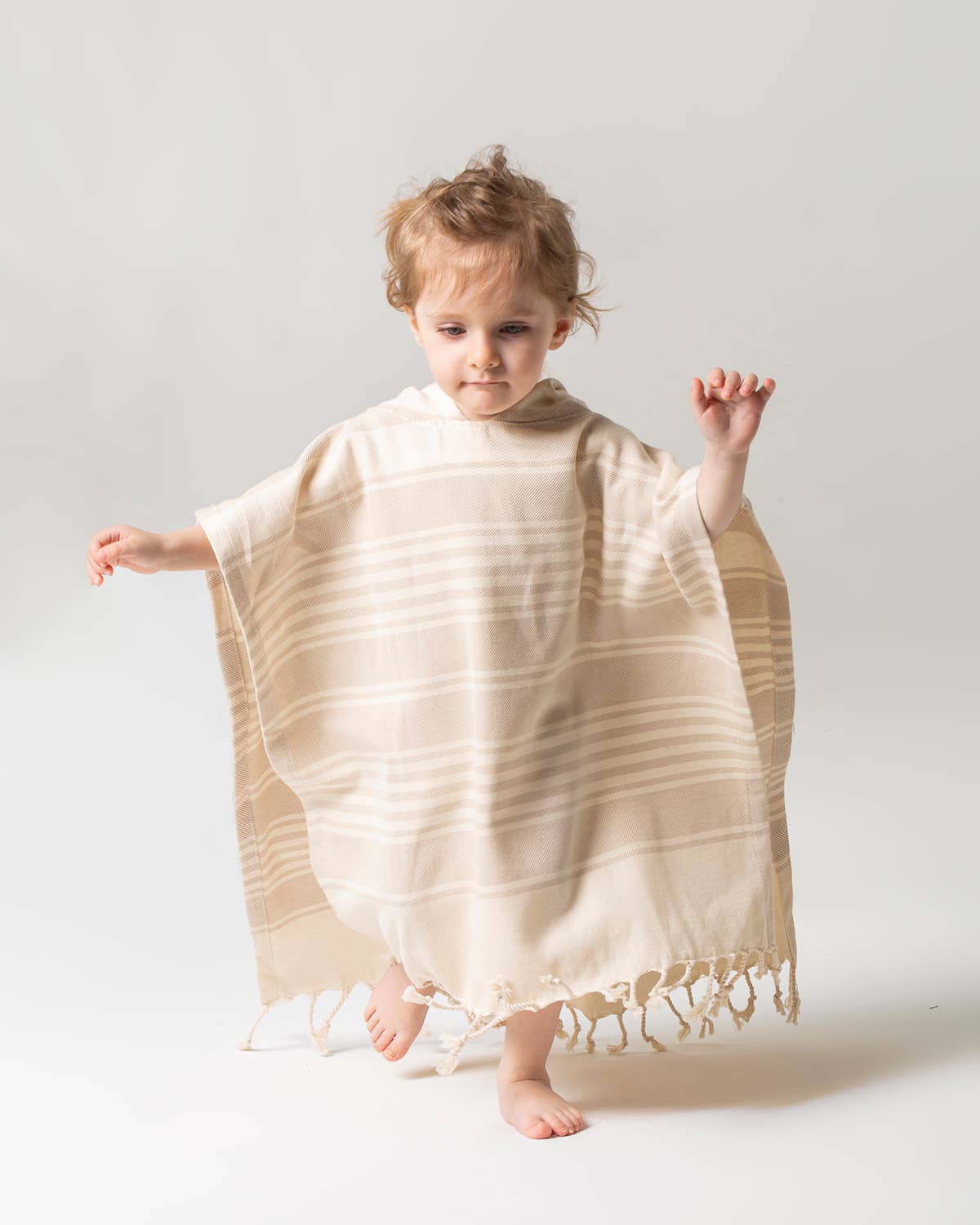 Anatolia Kids Hooded Towel Poncho – Stripe, hood detail | Kikoya